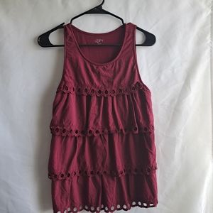 Ann Taylor Loft  Women's Size M Sleeveless 4 Tiered embroidered Boho tunic  top